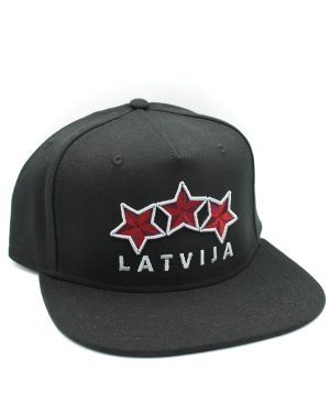 Cepure ar taisnu Nagu Latvija Trīs Zvaigznes - Melna