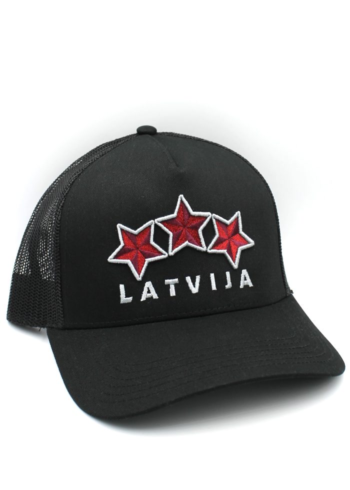 Cepure ar Sietiņu Latvija Trīs Zvaigznes - Melna - Image 1