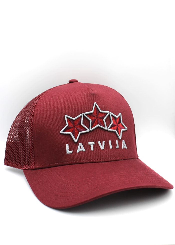 Cepure ar Sietiņu Latvija Trīs Zvaigznes - Sarkana - Image 1